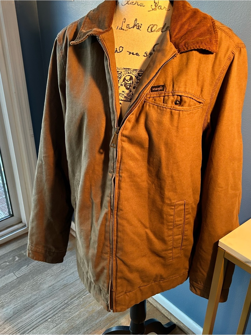 Wrangler Canvas Barn Jacket Quilted Lined Corduroy Collar Chore Coat